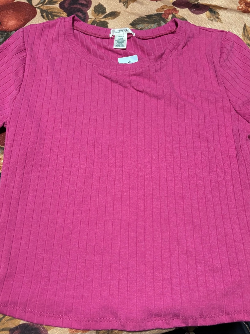 Bozzolo Hot Pink Ribbed Short Sleeve Tee